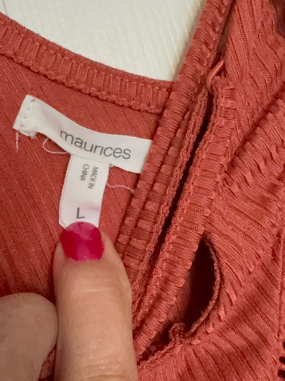 Maurices Rust Ribbed Lace-Up Tank Top - Picture 3 of 3